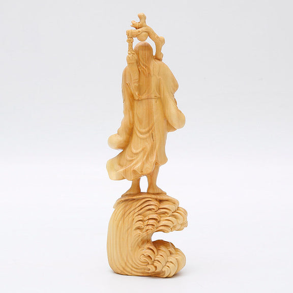 BOXWOOD WHISK BODHIDHARMA STATUE-4
