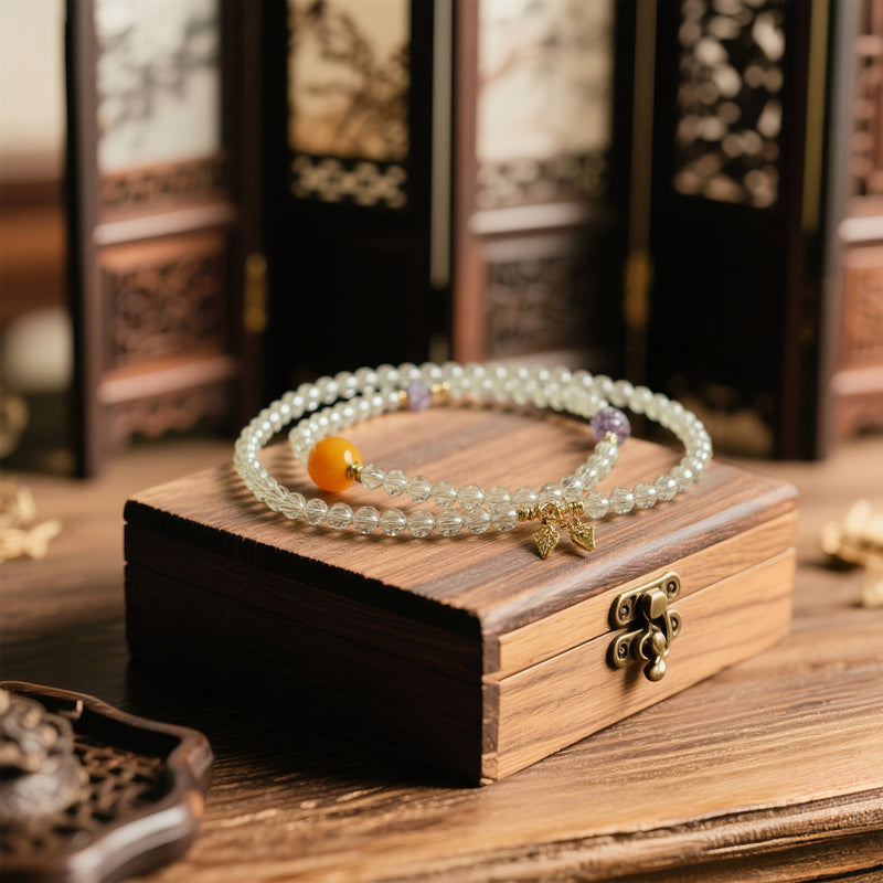 FUHUI CRYSTAL THREE-CIRCLE BRACELET - FACETED CITRINE AMETHYST-4