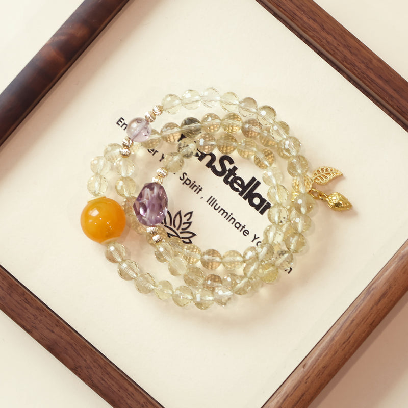 FUHUI CRYSTAL THREE-CIRCLE BRACELET - FACETED CITRINE AMETHYST-5