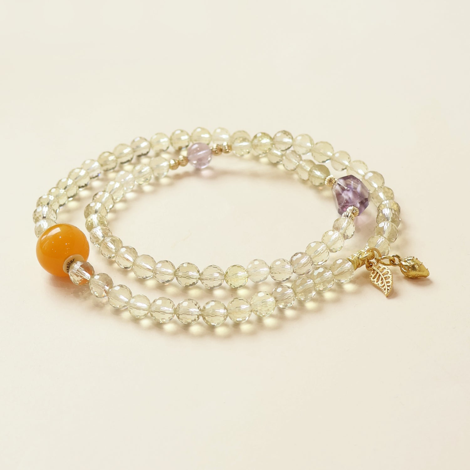 FUHUI CRYSTAL THREE-CIRCLE BRACELET - FACETED CITRINE AMETHYST-6