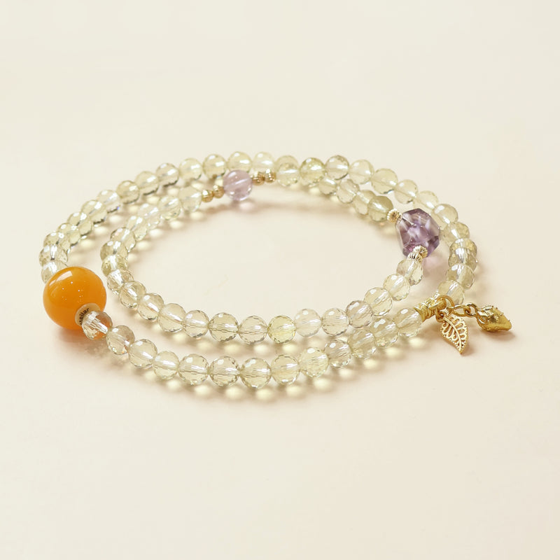 FUHUI CRYSTAL THREE-CIRCLE BRACELET - FACETED CITRINE AMETHYST-6