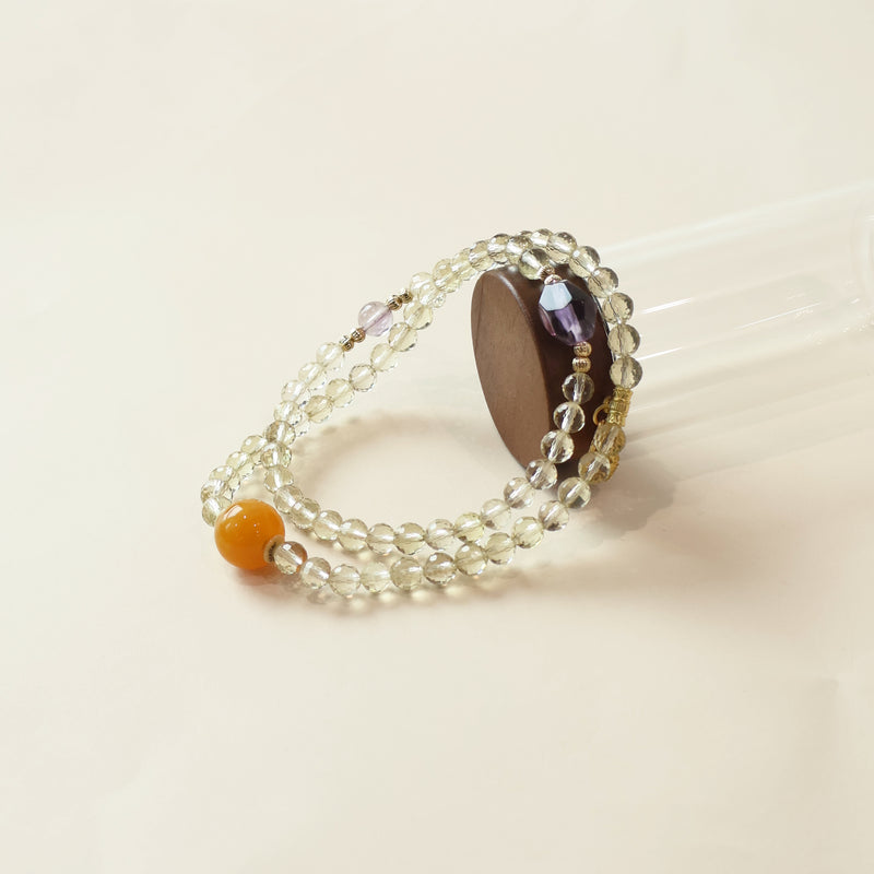 FUHUI CRYSTAL THREE-CIRCLE BRACELET - FACETED CITRINE AMETHYST-7