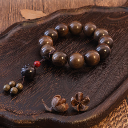 GLOOMY GOLDEN NANMU CINNABAR BRACELET-1