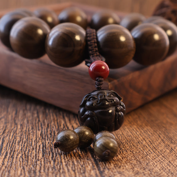 GLOOMY GOLDEN NANMU CINNABAR BRACELET-2