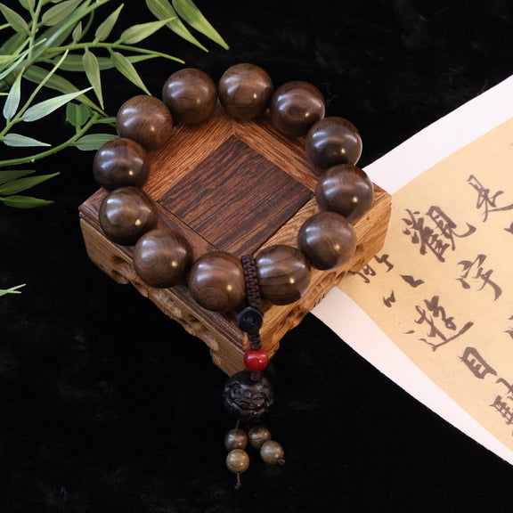 GLOOMY GOLDEN NANMU CINNABAR BRACELET-6