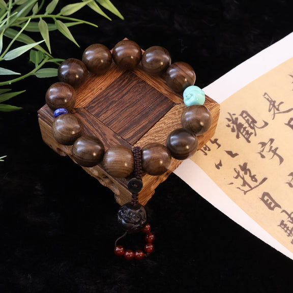 GLOOMY GOLDEN NANMU LAPIS LAZULI TURQUOISE BRACELET-6