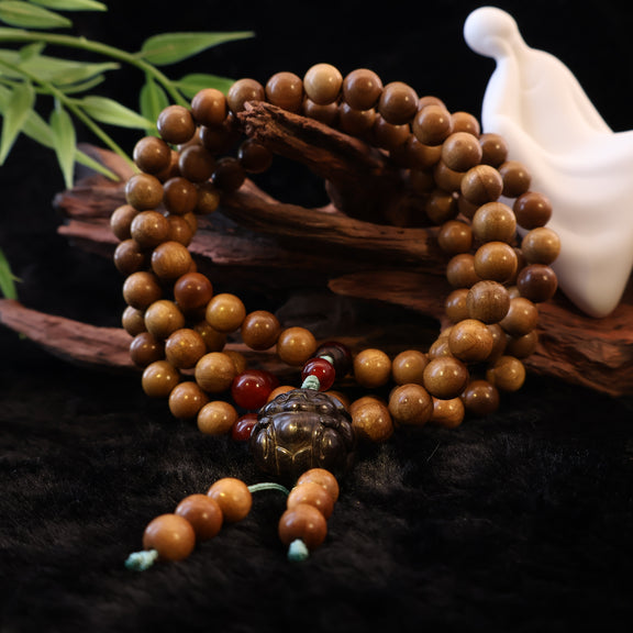 GOLDEN PHOEBE RED AGATE ROSARY-5