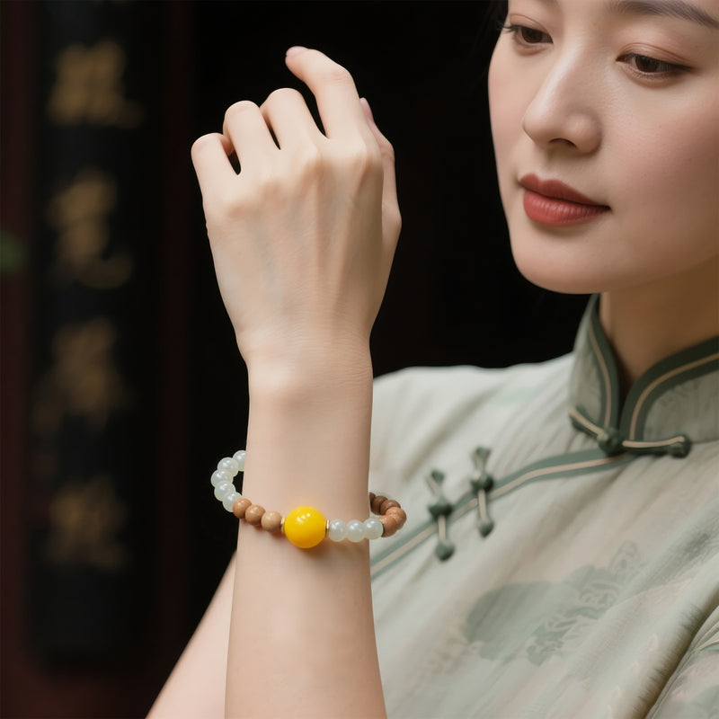 OLD MOUNTAIN SANDALWOOD HETIAN JADE BRACELET-2