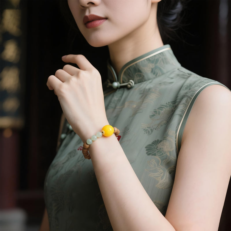 OLD MOUNTAIN SANDALWOOD HETIAN JADE BRACELET-3