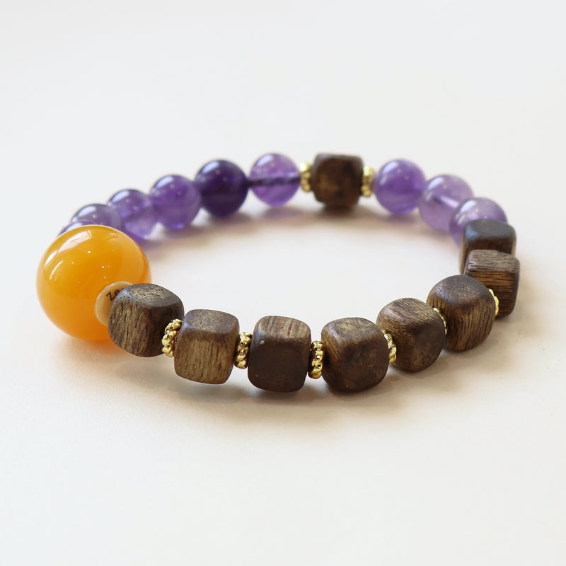 QINAN AGARWOOD AMETHYST BRACELET-5