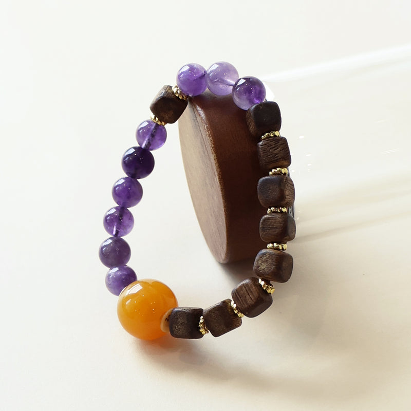 QINAN AGARWOOD AMETHYST BRACELET-7