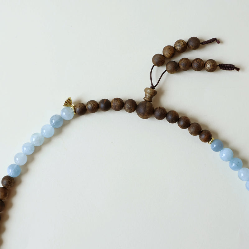 QINAN AGARWOOD AQUAMARINE THREE-CIRCLE BRACELET-4