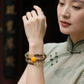 QINAN AGARWOOD FACETED CITRINE THREE-CIRCLE BRACELET-4