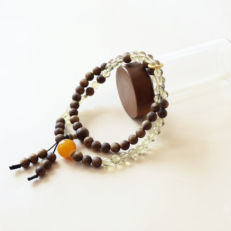 QINAN AGARWOOD FACETED CITRINE THREE-CIRCLE BRACELET-7