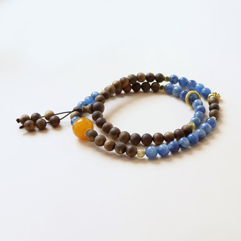 QINAN AGARWOOD KYANITE THREE-CIRCLE BRACELET-6