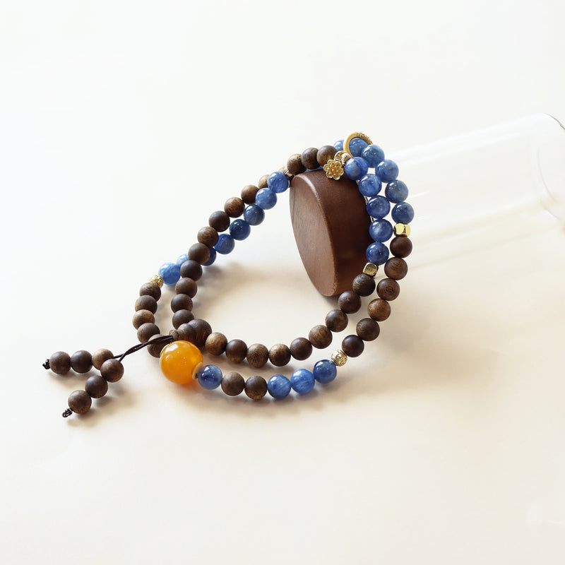 QINAN AGARWOOD KYANITE THREE-CIRCLE BRACELET-7