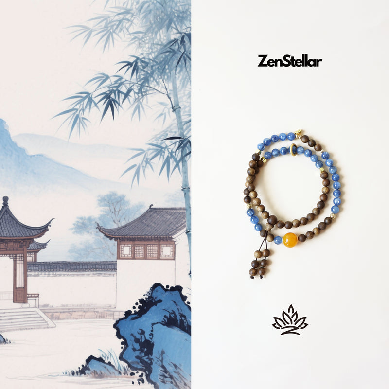 QINAN AGARWOOD KYANITE THREE-CIRCLE BRACELET-8