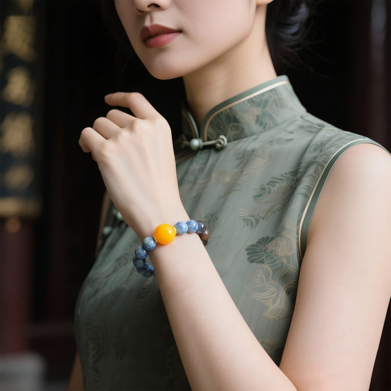 QINAN AGARWOOD KYANITE WHITE ASAI CRYSTAL BRACELET-3