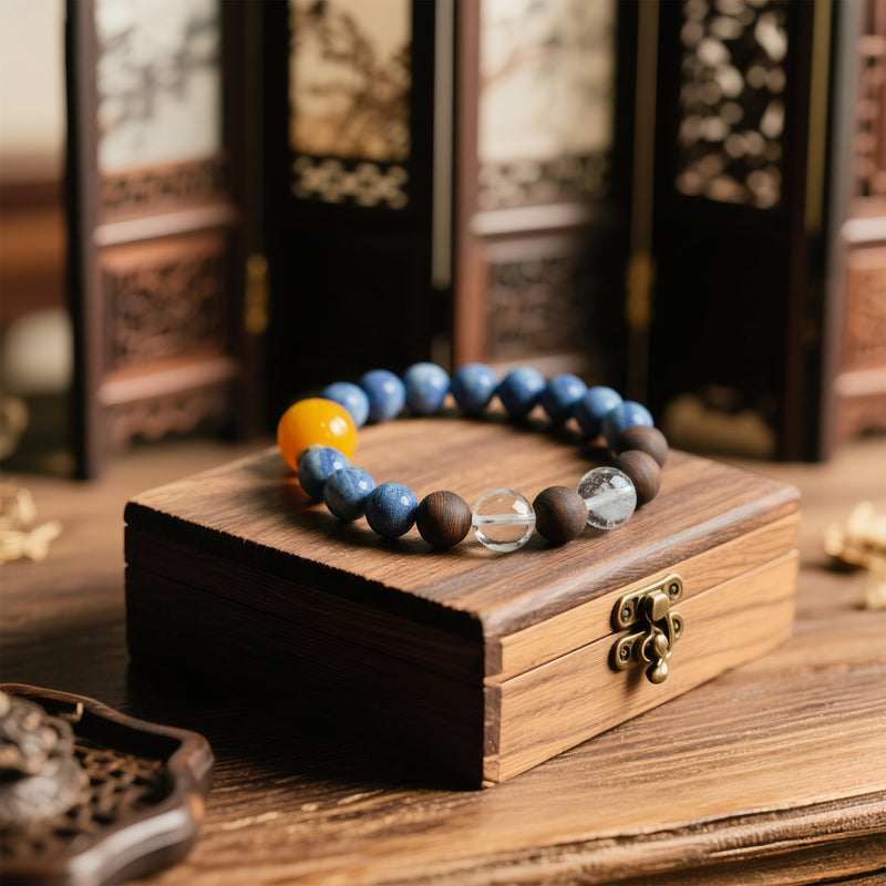 QINAN AGARWOOD KYANITE WHITE ASAI CRYSTAL BRACELET-4