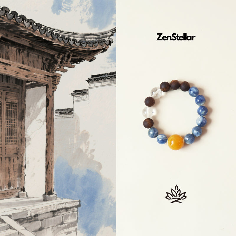 QINAN AGARWOOD KYANITE WHITE ASAI CRYSTAL BRACELET-8