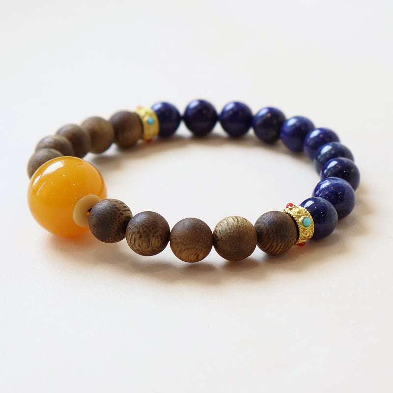 QINAN AGARWOOD LAPIS LAZULI BRACELET-6