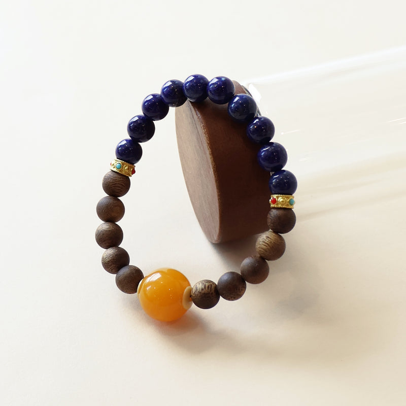 QINAN AGARWOOD LAPIS LAZULI BRACELET-7