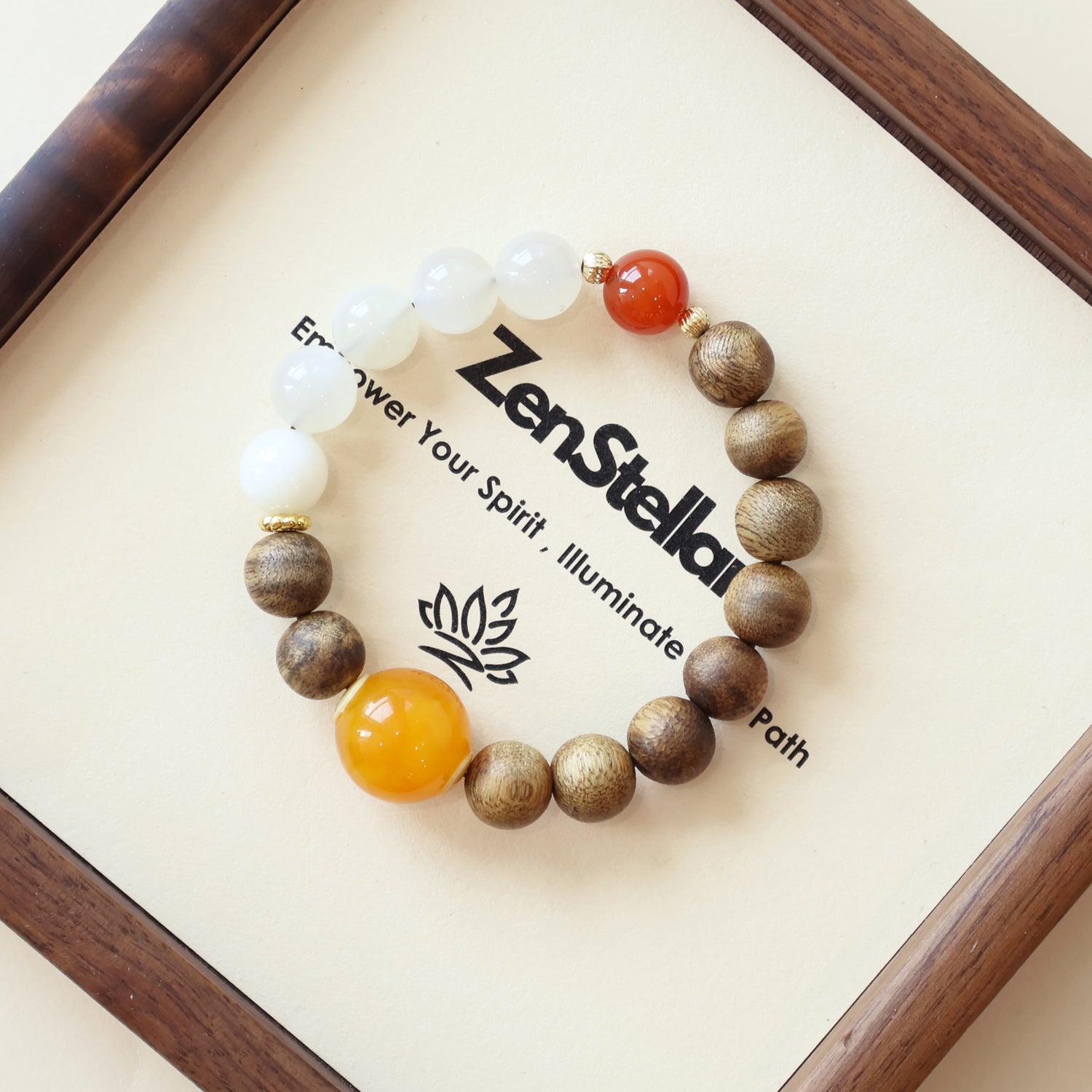 QINAN AGARWOOD MOONSTONE RED AGATE BRACELET-1