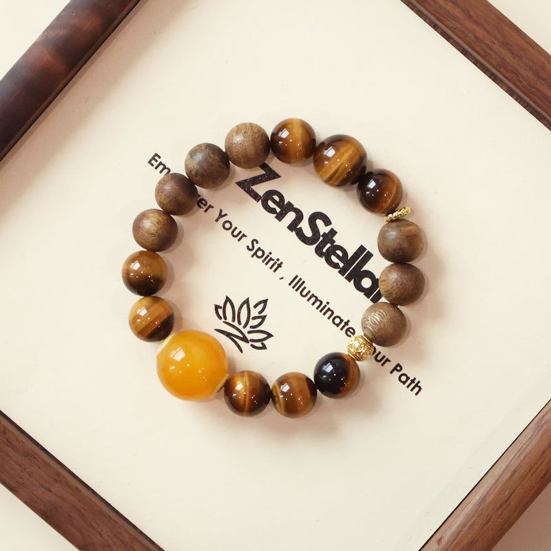 QINAN AGARWOOD TIGES EYE STONE BRACELET-5