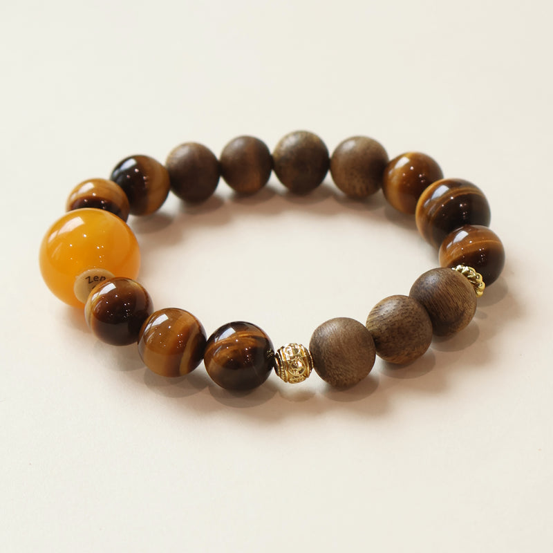 QINAN AGARWOOD TIGES EYE STONE BRACELET-6