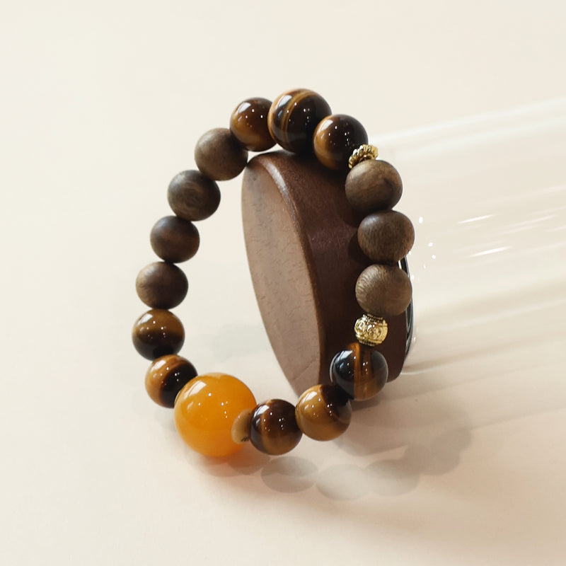 QINAN AGARWOOD TIGES EYE STONE BRACELET-7