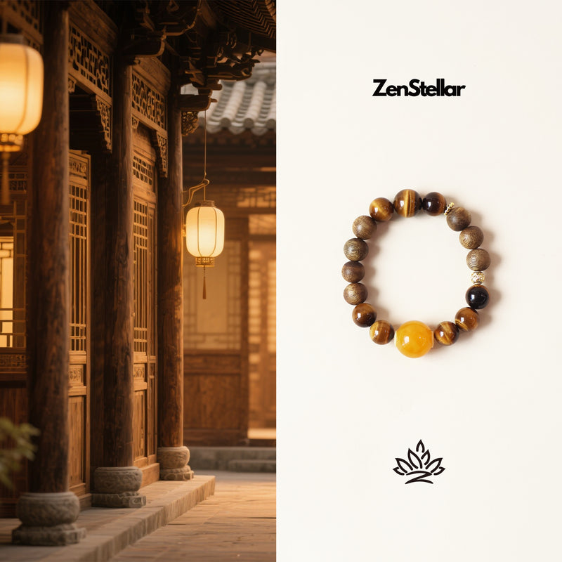 QINAN AGARWOOD TIGES EYE STONE BRACELET-8