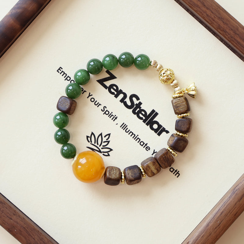 QINAN SQUARE AGARWOOD JASPER BRACELET-2