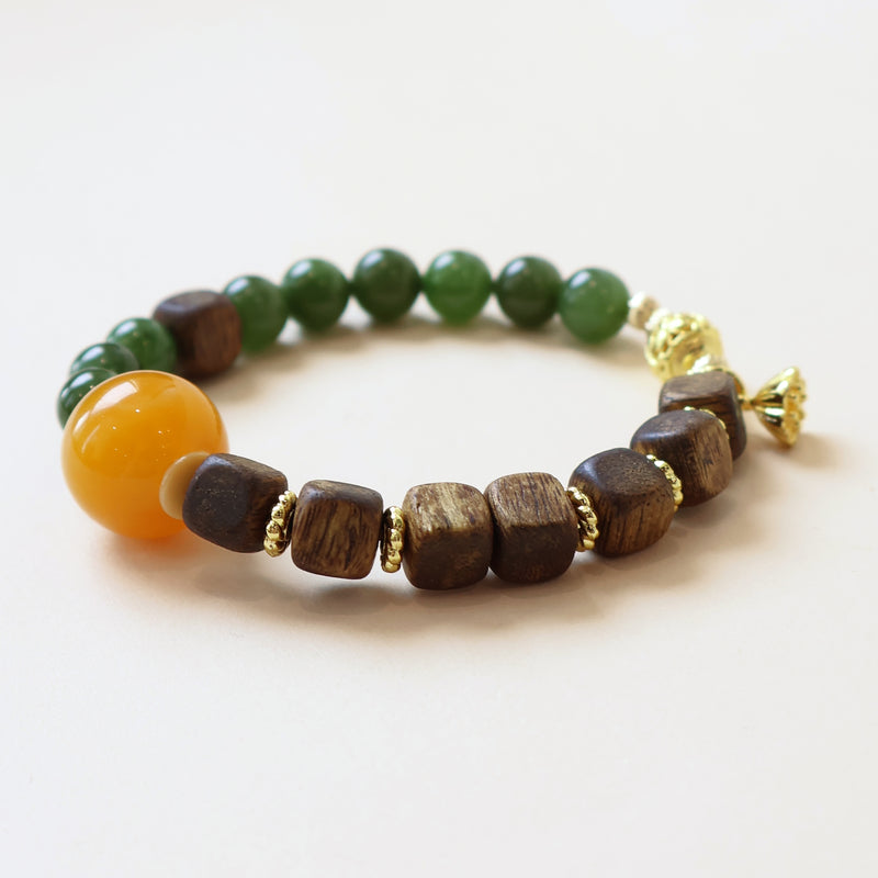 QINAN SQUARE AGARWOOD JASPER BRACELET-4