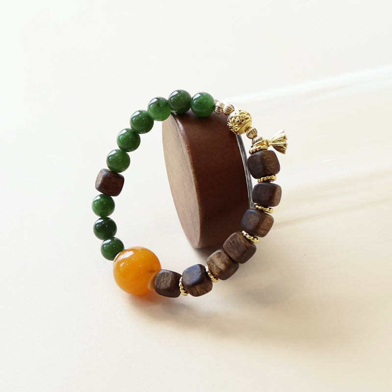 QINAN SQUARE AGARWOOD JASPER BRACELET-7