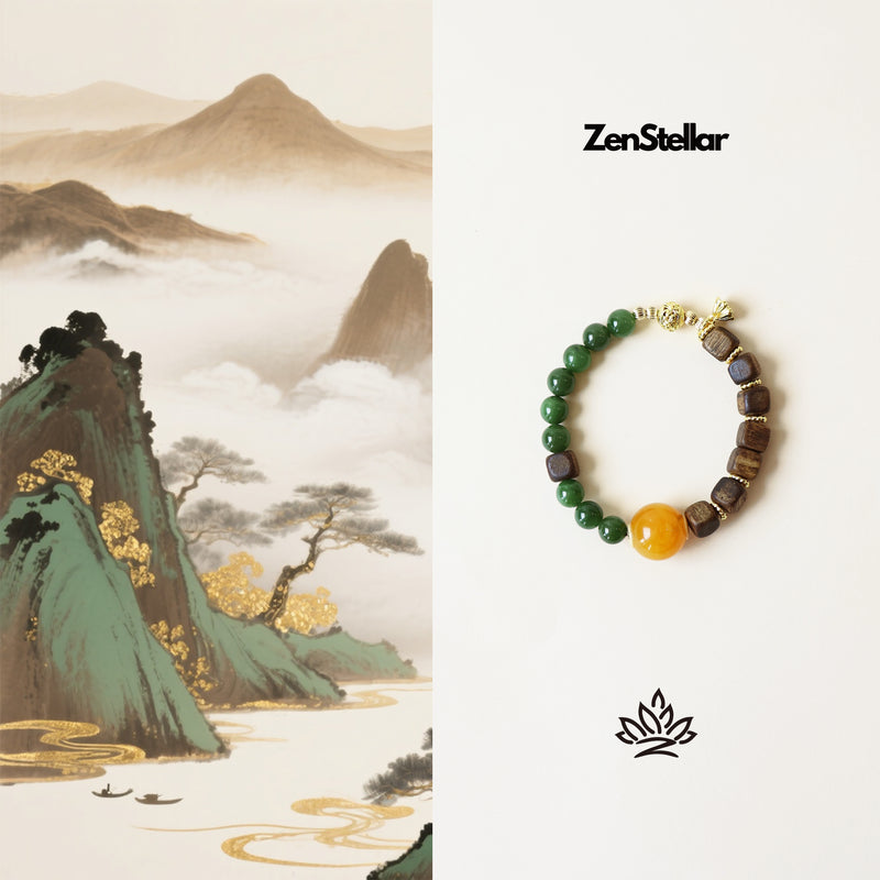 QINAN SQUARE AGARWOOD JASPER BRACELET-8