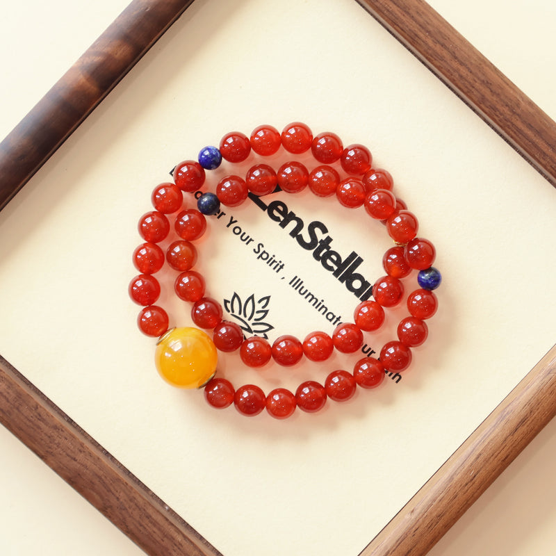 SMOOTH LUCK BRACELET – RED AGATE LAPIS LAZULI-1