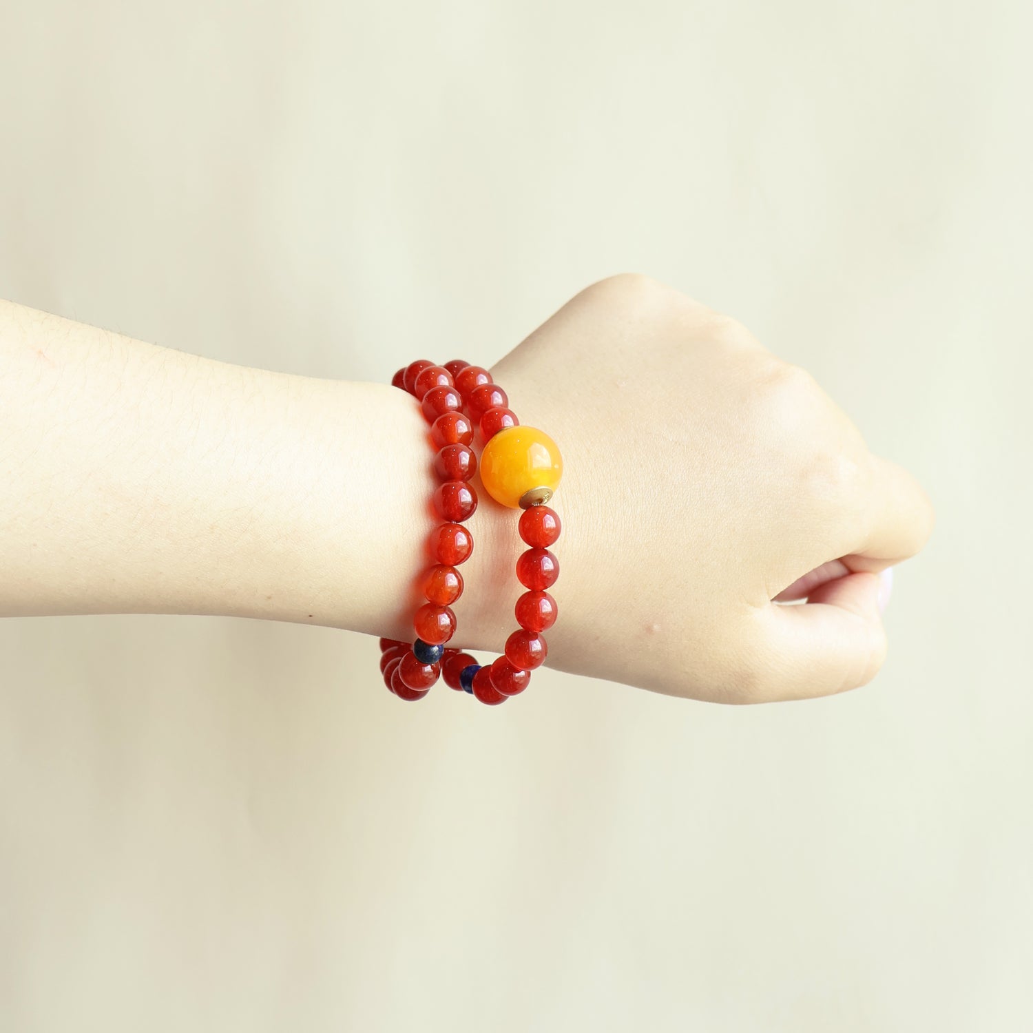 SMOOTH LUCK BRACELET – RED AGATE LAPIS LAZULI-4