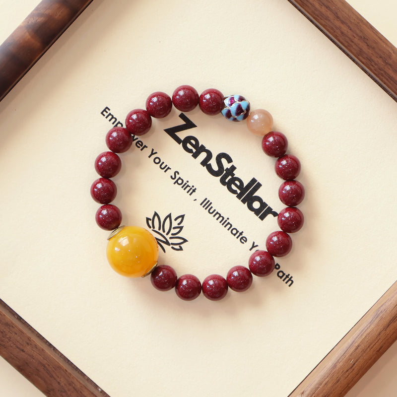 VERMILION LUCK BRACELET–CINNABAR ORANGE MOONSTONE-1